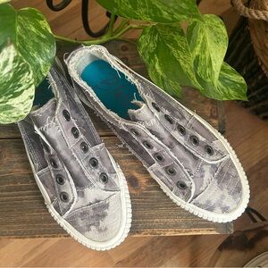 Blowfish Charcoal Camouflage Patterned Canvas Slip-Ons